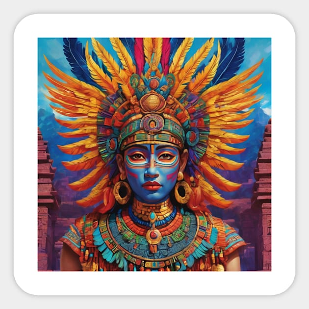 Aztec paintings  surrealism art watercoler Sticker by nonagobich